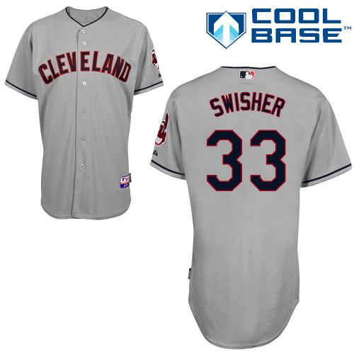 Nick Swisher #33 MLB Jersey-Cleveland Indians Men's Authentic Road Gray Cool Base Baseball Jersey